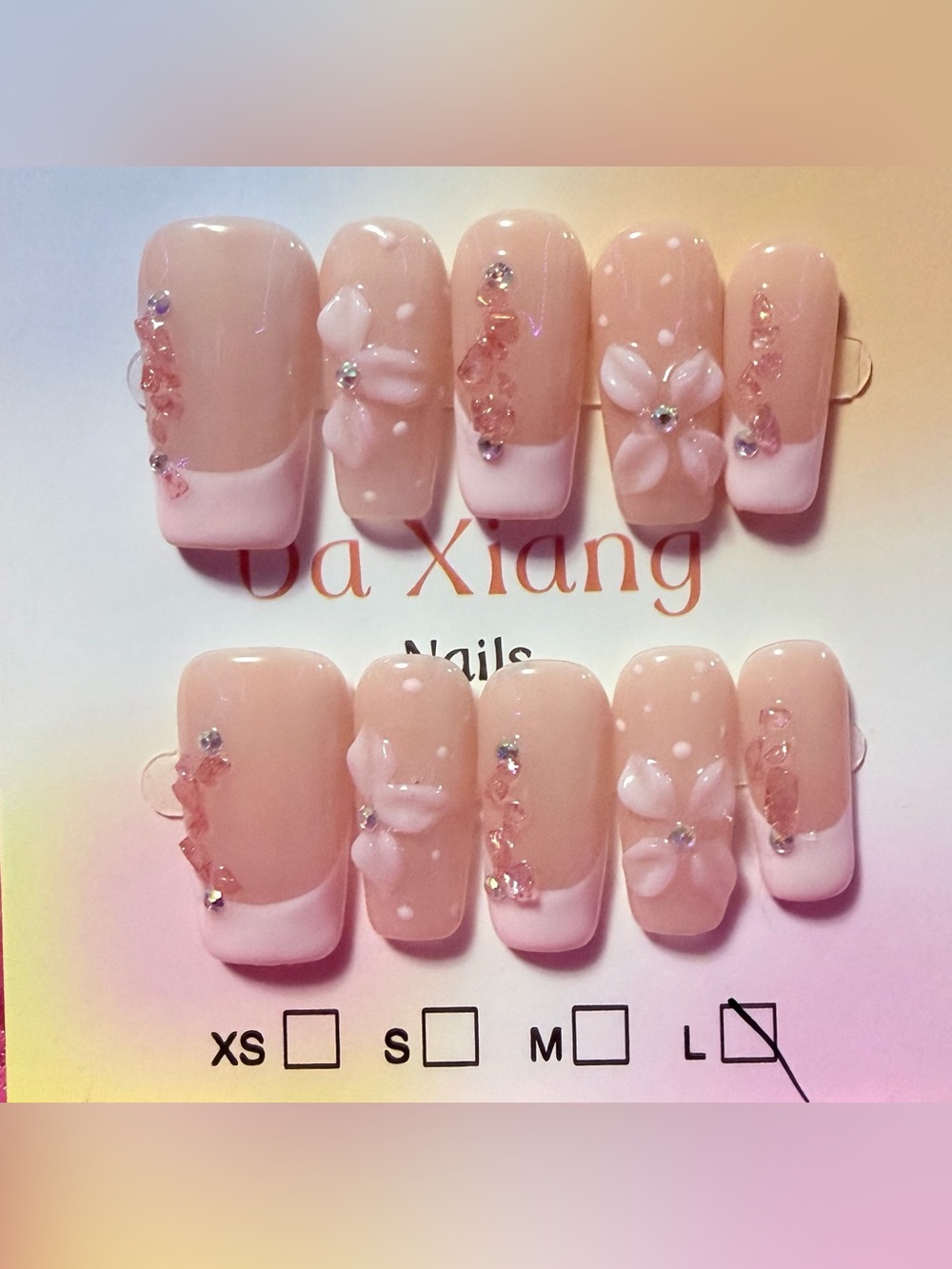 Pink Floral 3D Gel Press-On Nails